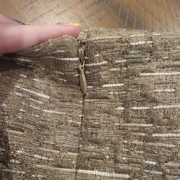 Michael Kors Metallic Short Skirt Size 12 Gold, Tan and Brown - Picture 6 of 7